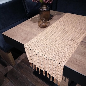 Rustic Crochet Table Runner, Cozy decor, Boho Table Runner, Living room decoration, Dining Table Decor, Cottagecore Decor, Table Decoration