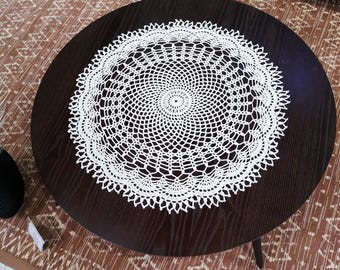 Crochet Doily: Lace Cotton Centerpiece Table Decor, Decorative Cottage Core Gift (27.56 in)