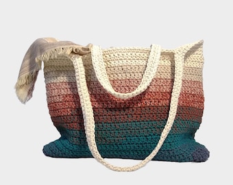 Gehakelte Tasche Handtasche, Alltagstasche, Bürotasche Umhängetasche, Tasche mit Henkel, Strandtasche, Geschenk für Sie