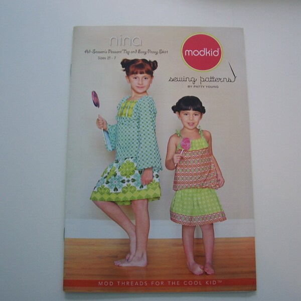 MODKID Sewing Pattern -  All-Season Peasant Top and Easy Peasy Skirt - Mod Threads for the cool Kid  -  Boutique Pattern  -  Size 2T thru 7