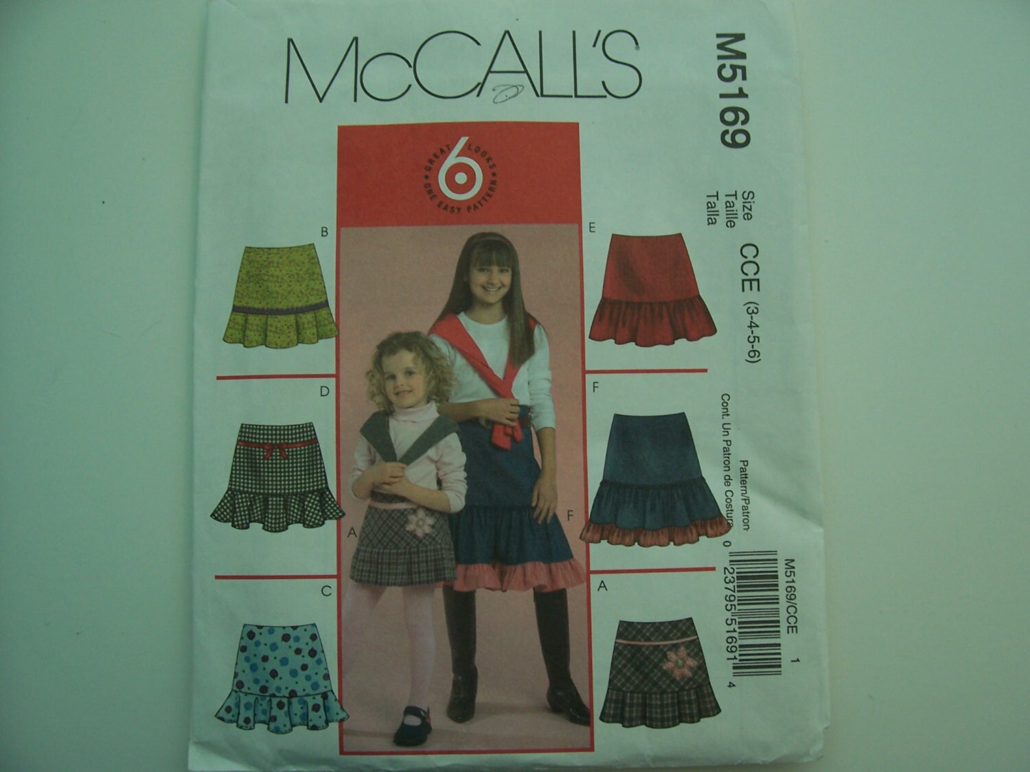 Mccalls M5169 Children S Skirt Pattern Sizes 3456 5.00 Etsy