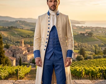 18th Century Colonial Men's Outfit | Handmade Georgian Frock Coat Set | Revolutionary War Costume | Historical Georgian Nobleman Suit