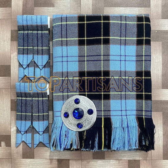 Hand Fringed Scottish Tartan Fly Plaid and Kilt Flashes - Free Matching Fly Plaid Brooch - Available in 400+ Tartans