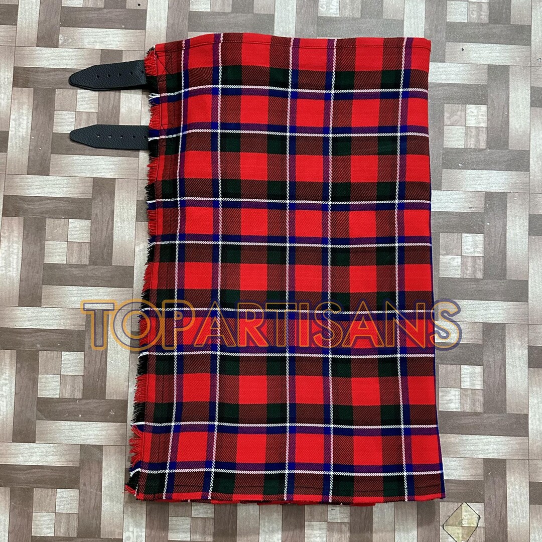 Handmade Clan Sinclair Red Kilt for Men - Scottish Sinclair Red 8 Yard ...