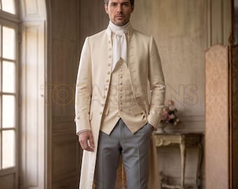 Men's Regency Tailcoat Costume - Georgian Gentleman Frock Coat - Custom Made 19th Century Historical Coat - Period Reenactment Outfit
