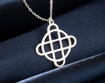 Sterling Silver Celtic Knot Necklace, Endless Love Symbol Pendant