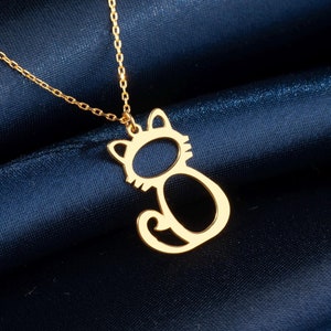 Sterling Silver Cat Necklace: Dainty Kitty Charm, Cat Lover Gift