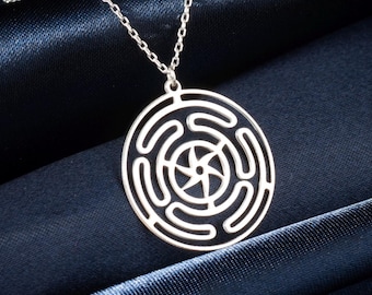 Sterling Silver Hecate Wheel Necklace: Pagan Strophalos Pendant