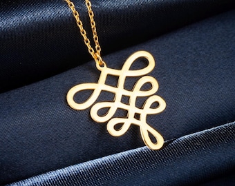 Endless Knot Necklace in Sterling Silver: Unalome Symbol Pendant, Sacred Buddhism Charm