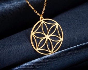 Sterling Silver Seed of Life Necklace, Sacred Geometry Flower Pendant, Spiritual Jewelry
