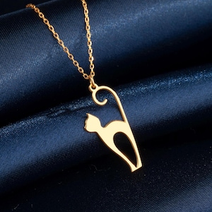 Lovely Cat Necklace, Sterling Silver Kitty Pendant, Tiny Cat Jewelry, Minimalist Kitten Charm, Cat Mothers Gift, Cute Cat Lovers Charm