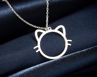 Silver Minimalist Cat Necklace: Simple Cat Jewelry