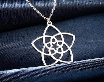 Rose of Venus Necklace in Sterling Silver, Sacred Geometry Jewelry, Mandala Flower Pendant