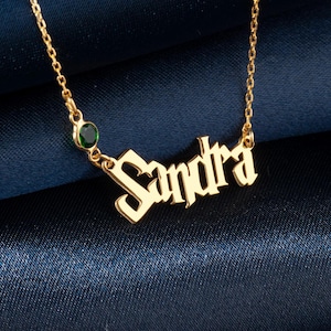 Sterling Silver Gothic Name Necklace: Custom Wizard Font Jewelry