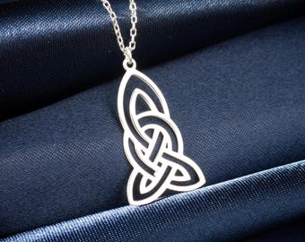 Silver Celtic Knot Necklace: Minimalist Triquetra Pendant, Irish Symbol Jewelry