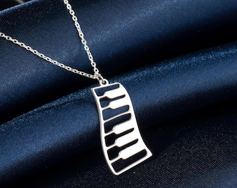 Sterling Silver Piano Keys Necklace: Music Lover Gift