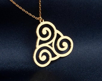 Silver Triskelion Necklace: Celtic Triple Spiral Pendant