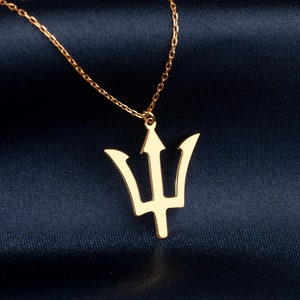 Poseidon Trident Necklace in Sterling Silver, Neptune Trident Pendant, Trishula Jewelry, Ancient Greek Trident Charm, Poseidon Trident Charm