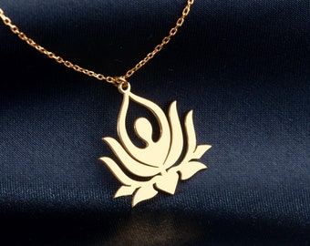 Namaste Lotus Necklace: Yoga Spiritual Pendant