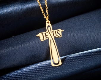 Jesus Cross Necklace: Silver Plated Christianity Pendant