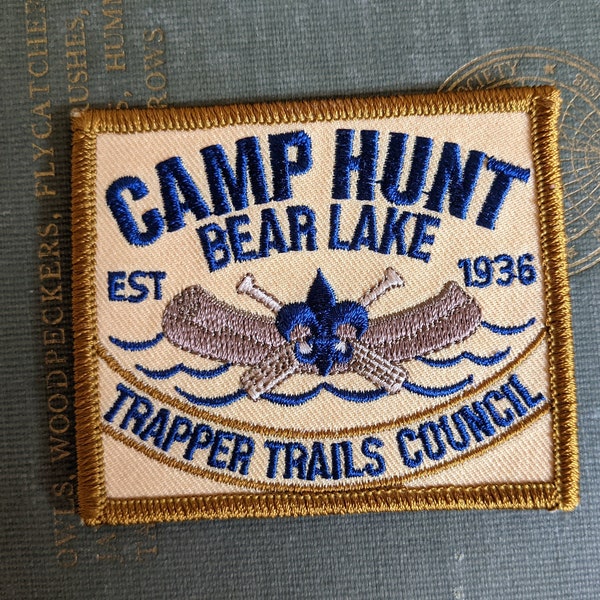 Camp Hunt Bear Lake Trapper Trails Council Patch, Sew on Patch
