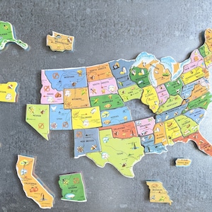 State Puzzle Piece Refrigerator Magnet, United States of America, State Puzzle Pieces, Alaska, Alabama, Hawaii, California