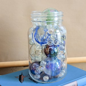Space Love Jar of Marbles, Improved Gem Made in Canada Jar, 6.75 inches Tall, Quart Mason Jar Filled with Marbles, 3 lbs 12.1 oz.