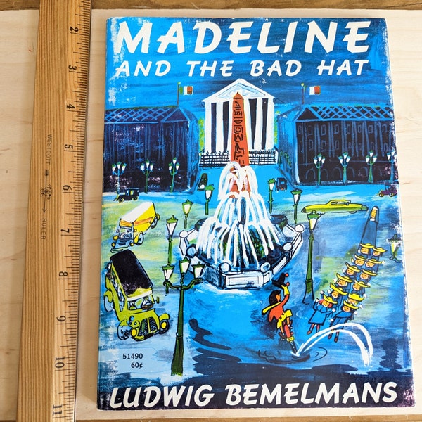 Madeline and the Bad Hat by Ludwig Bemelmans, 7x9.5 Inch Soft Cover Book, Second Printing 1970