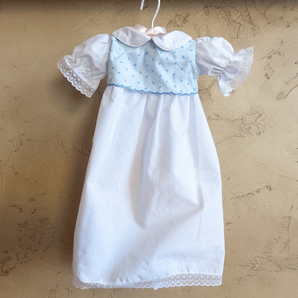 Blue Rosebud Cabbage Patch Kid Dress, Coleco Doll Clothes, Long Blue with Lace Doll Dress