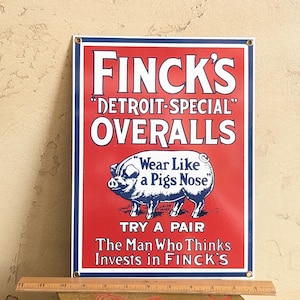 FINCK'S OVERALLS 90s リプロダクト ビンテージ サイン 看板 Finck's Overalls Sign - Etsy