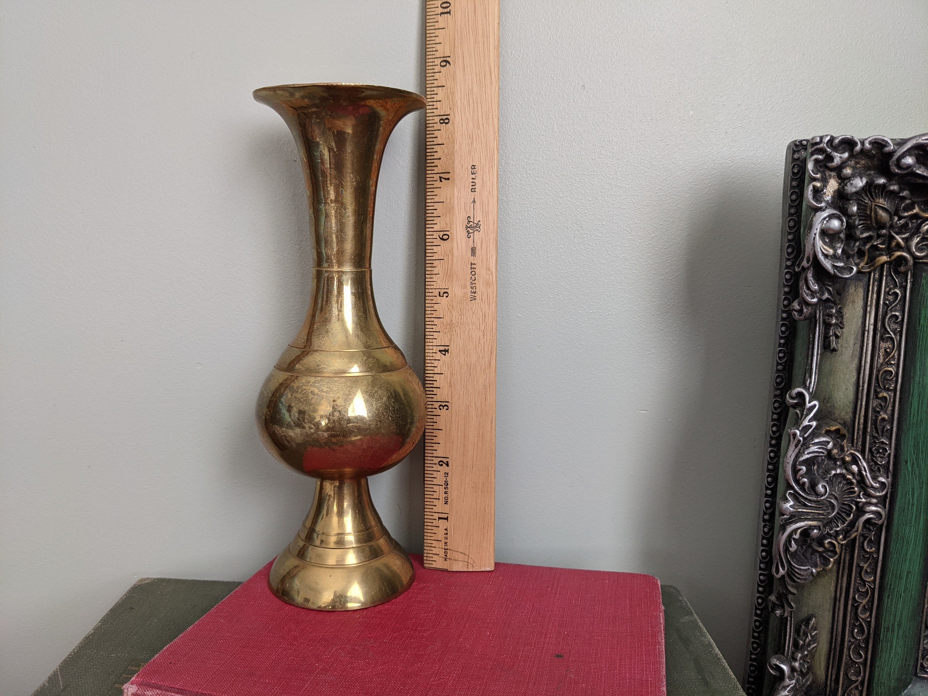 8 Inch Tall Brass Flower Vase Floral Vessel Classic 10.6 oz Etsy