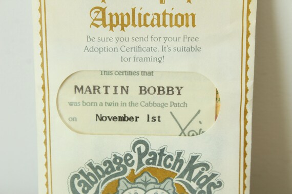 cabbage patch adoption certificate