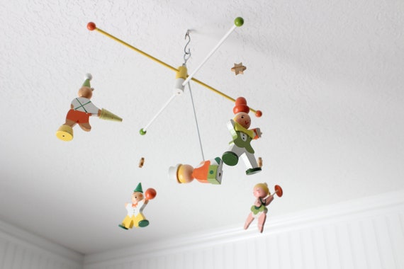 Wood Irmi Circus Mobile Nursery Decor Wooden 13 5 Inches Etsy