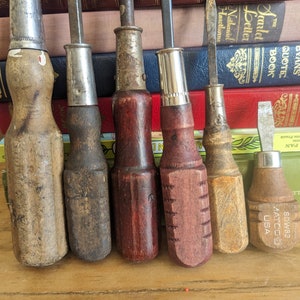 Set of 6 Wood Handled Flathead Screwdrivers, 3.5-14.5 Inches