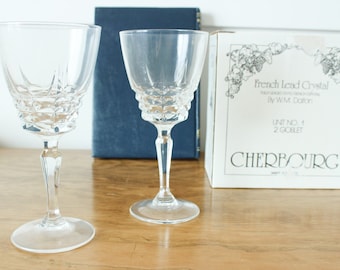 Details about    W M Dalton French Lead Crystal Verite Old Fashioned/Wine Glasses 2 Each 