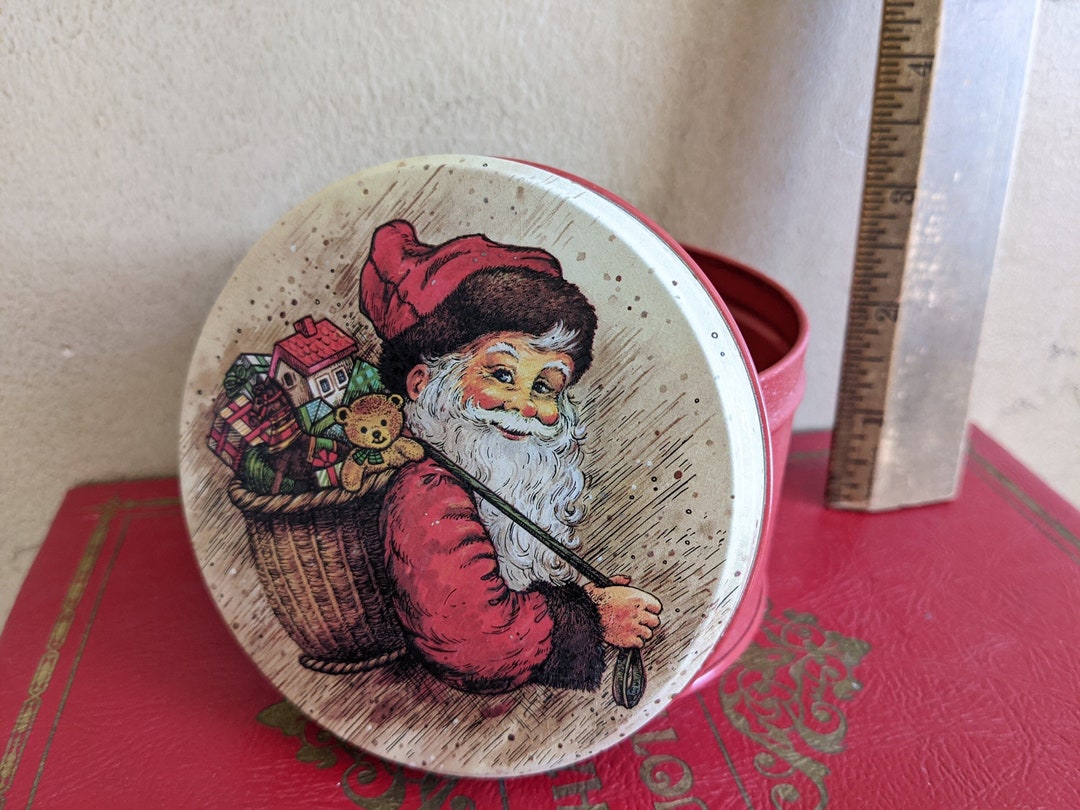 Santa Holiday Tin 1986 Potpourri Press 4x2.5 Inches Etsy