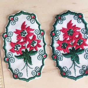Red Flower Oval Patches, Sew on Patches