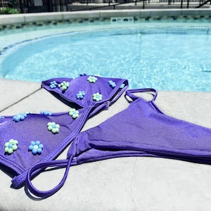 Beaded Embroidered Bikini (includes bottom) - Bikini set - Beaded bikini - Two-Piece Swimwear