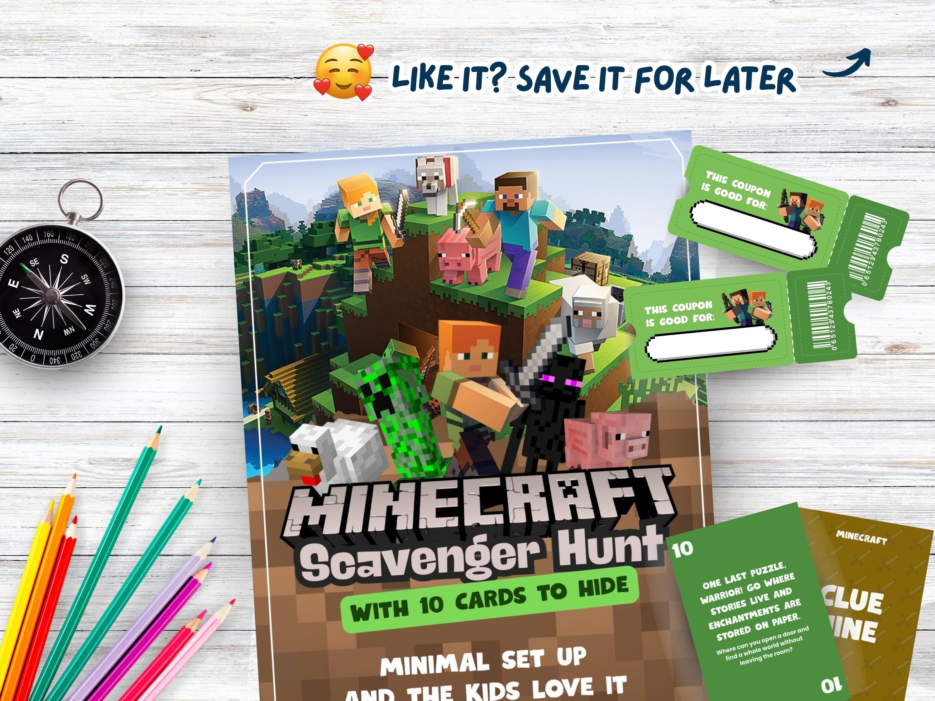 Minecraft Game for Birthday Printable Scavenger Hunt With Clues, Party