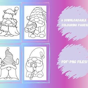 Digital Download/Christmas Gnome/Colouring Pages/Simple Drawings