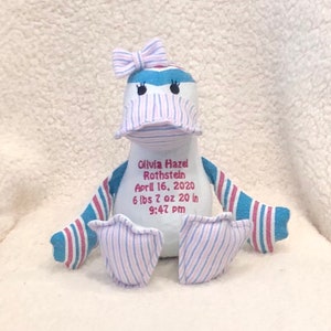 Keepsake duck/birth stat duck/stuffed duck/hospital blanket duck/keepsake duck from loved ones clothing/sympathy duck