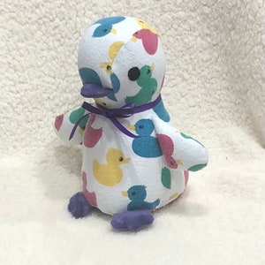 Keepsake Penguin: Custom Birth Stat Memory Penguin from Baby Blanket
