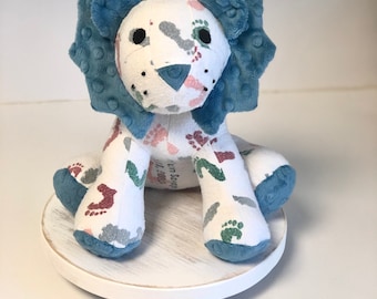 Keepsake Lion: Embroidered Birth Stat Stuffed Animal, Memory Gift
