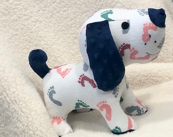 Custom Keepsake Puppy: Birth Stat Stuffed Animal from Hospital Blanket or clothing
