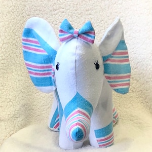 Keepsake receiving blanket birth stat elephant, keepsake elephant from upcycled clothes or hospital blanket, memory elephant, handmade