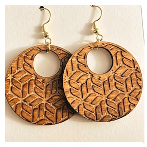 Mandala Wood Earrings, Wooden Earrings, Wooden Earrings for women, Laser Engraved Earrings, Lightweight Earrings, dangle earrings
