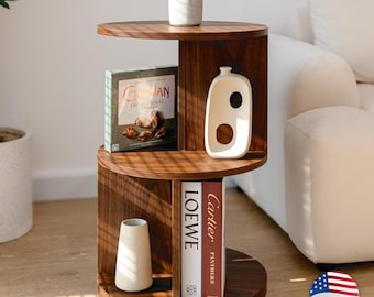 Mid Century Modern Round Side Table: 3-Tier MDF Accent Table