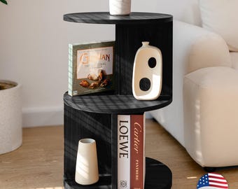 Mid Century Modern Round Side Table: 3-Tier MDF Accent Table