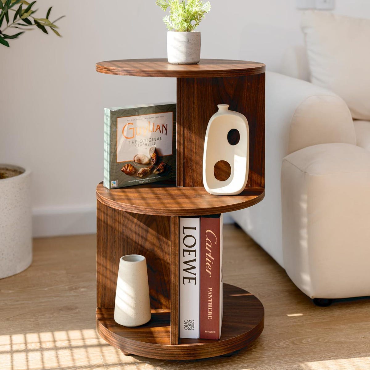 Living Room Side Table, Office Round Bookshelf End Table, Bedroom Mid Century Modern Nightstands, Accent Tables - MDF Wood - Easy Assembly - Etsy