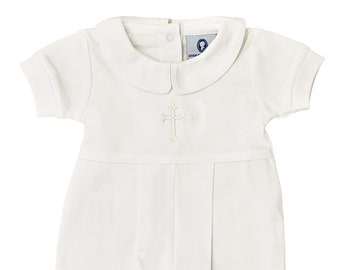 Aaron Baptism Cream w Cream Trim Outfit-Baby Boy Christening Outfit-Dedication Outfit-Short Baptism Outfit-Baptism-Baby-Blessing Outfit